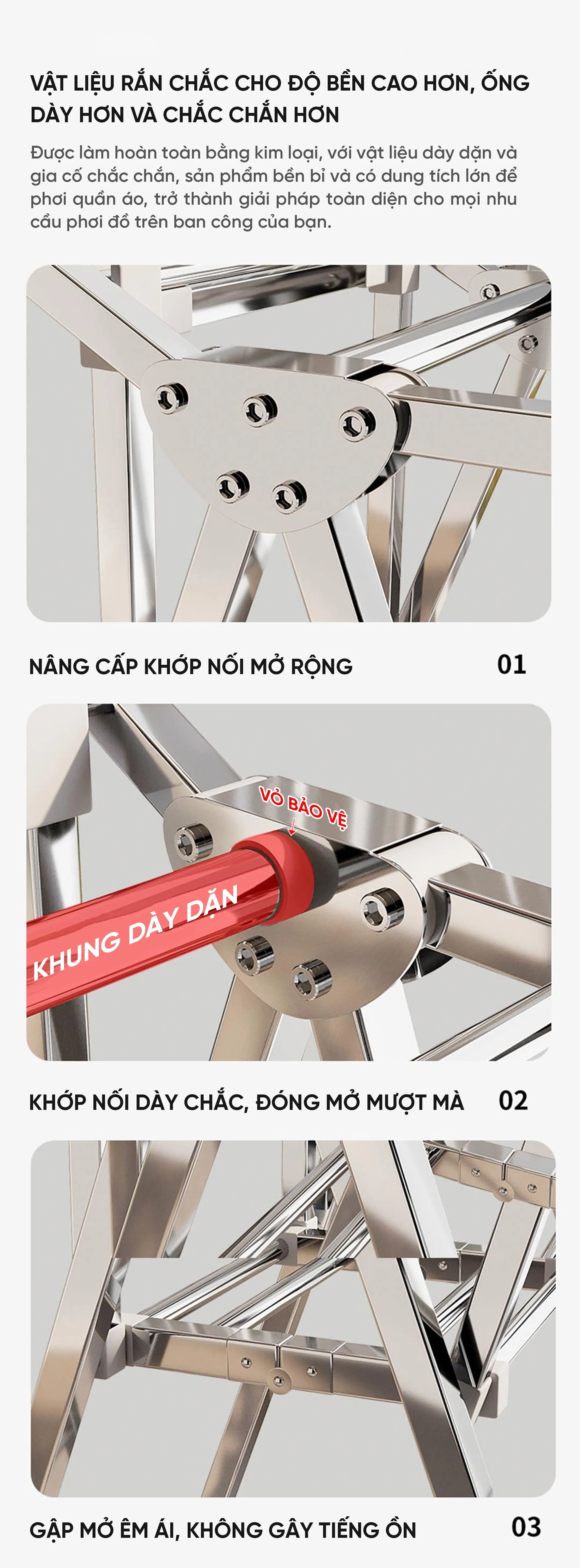 Giá phơi đồ cao cấp Thép không gỉ