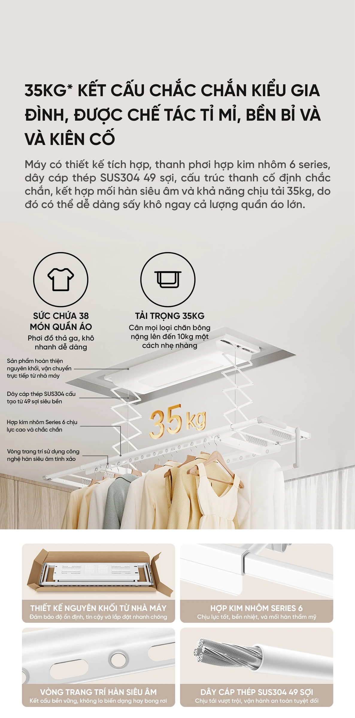 Giàn phơi thông minh có đèn sấy Mijia 1S