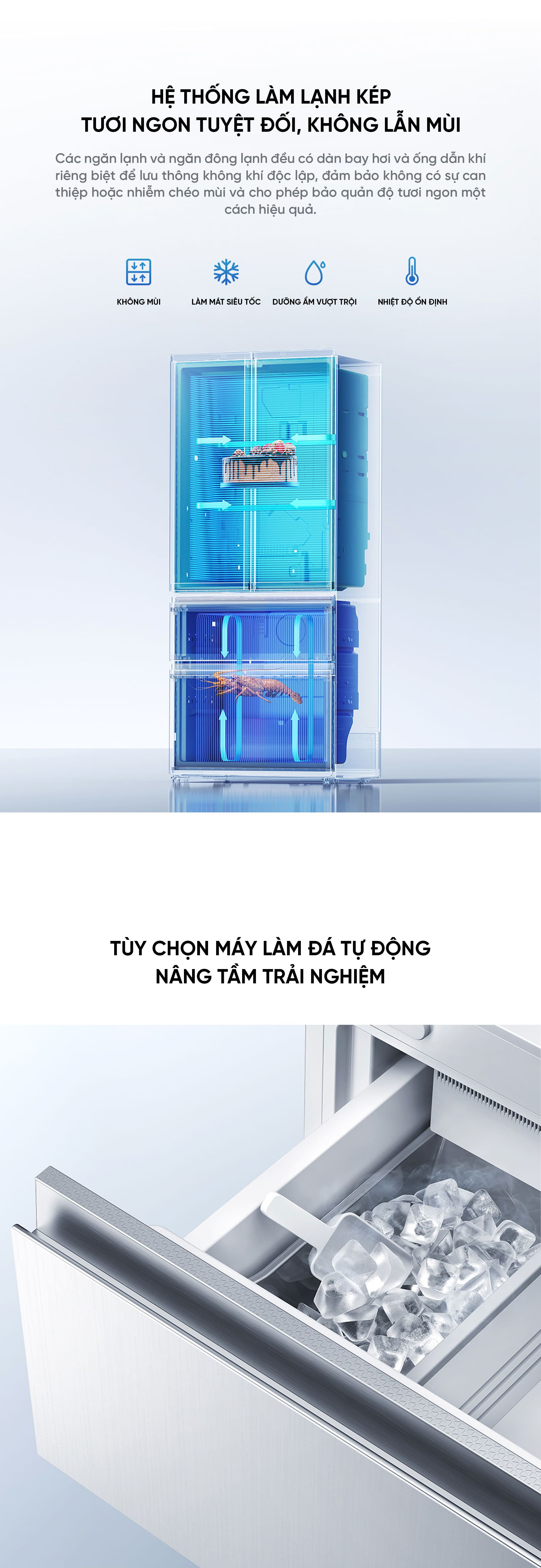 Tủ lạnh Xiaomi mijia 508L Pro Kiểu Pháp 2026 Pha Lê Có Đá Rơi i.on 4.0