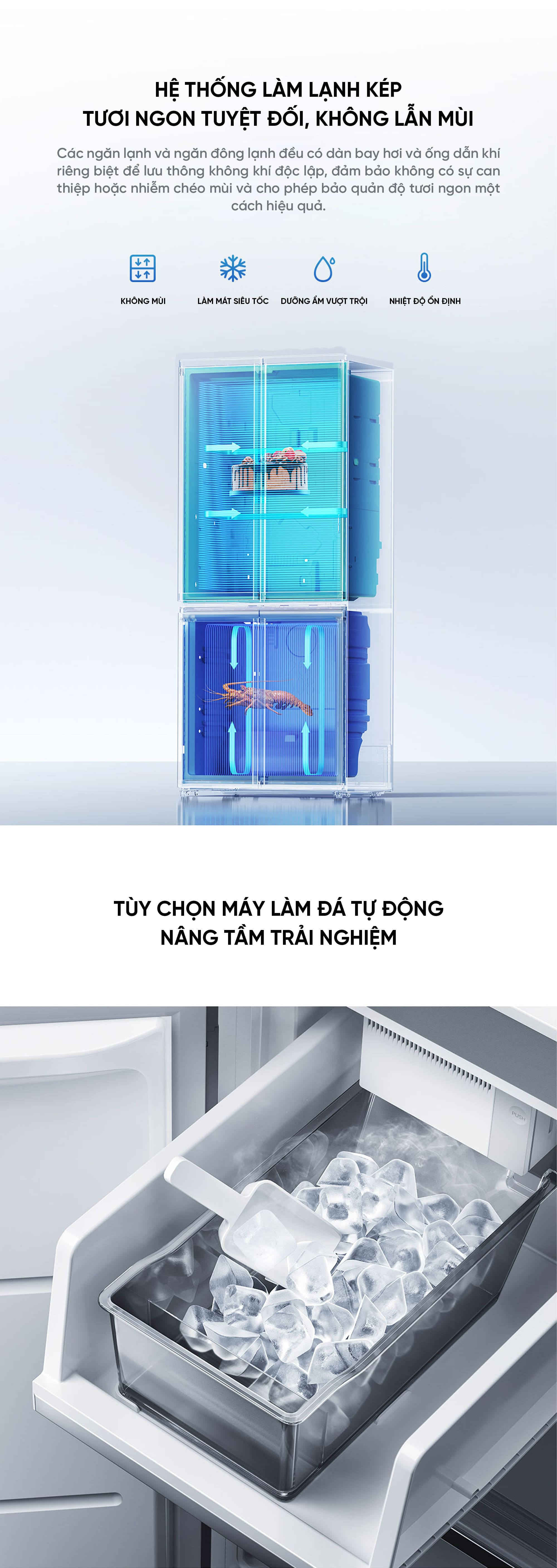 Tủ lạnh Xiaomi mijia 508L Pro 2026 đá rơi ,mặt đá pha lê