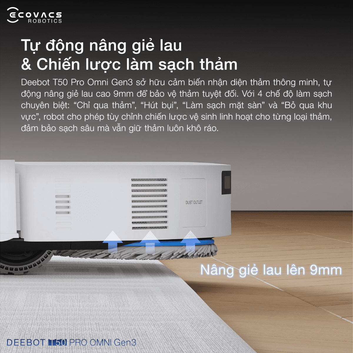 Robot hút bụi lau nhà Ecovacs Deebot T50 Pro Omni Gen 3