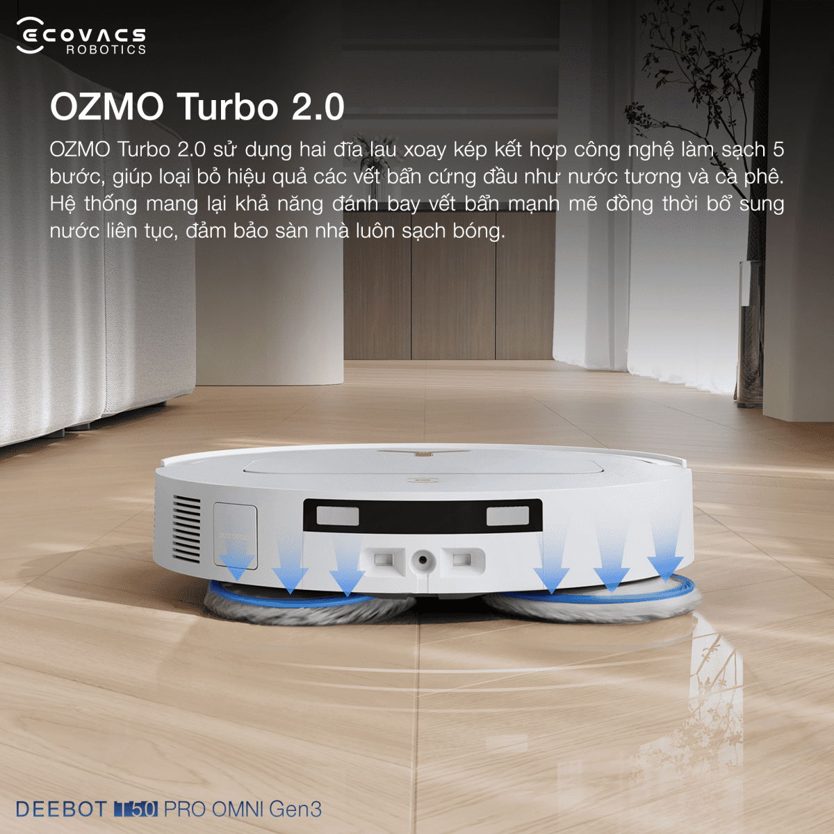 Robot hút bụi lau nhà Ecovacs Deebot T50 Pro Omni Gen 3
