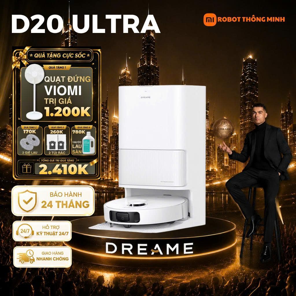 Robot hút bụi Dreame D20 Ultra | Lực hút 13.000Pa