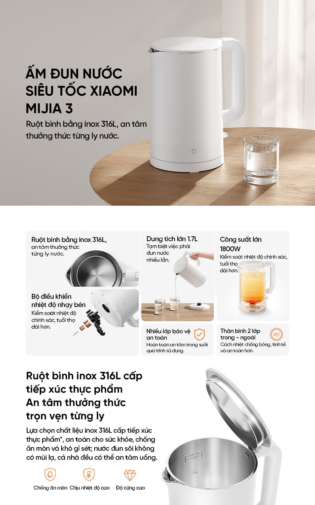 Ấm Đun Nước Siêu Tốc Xiaomi Mijia 3 MJDSH08YM