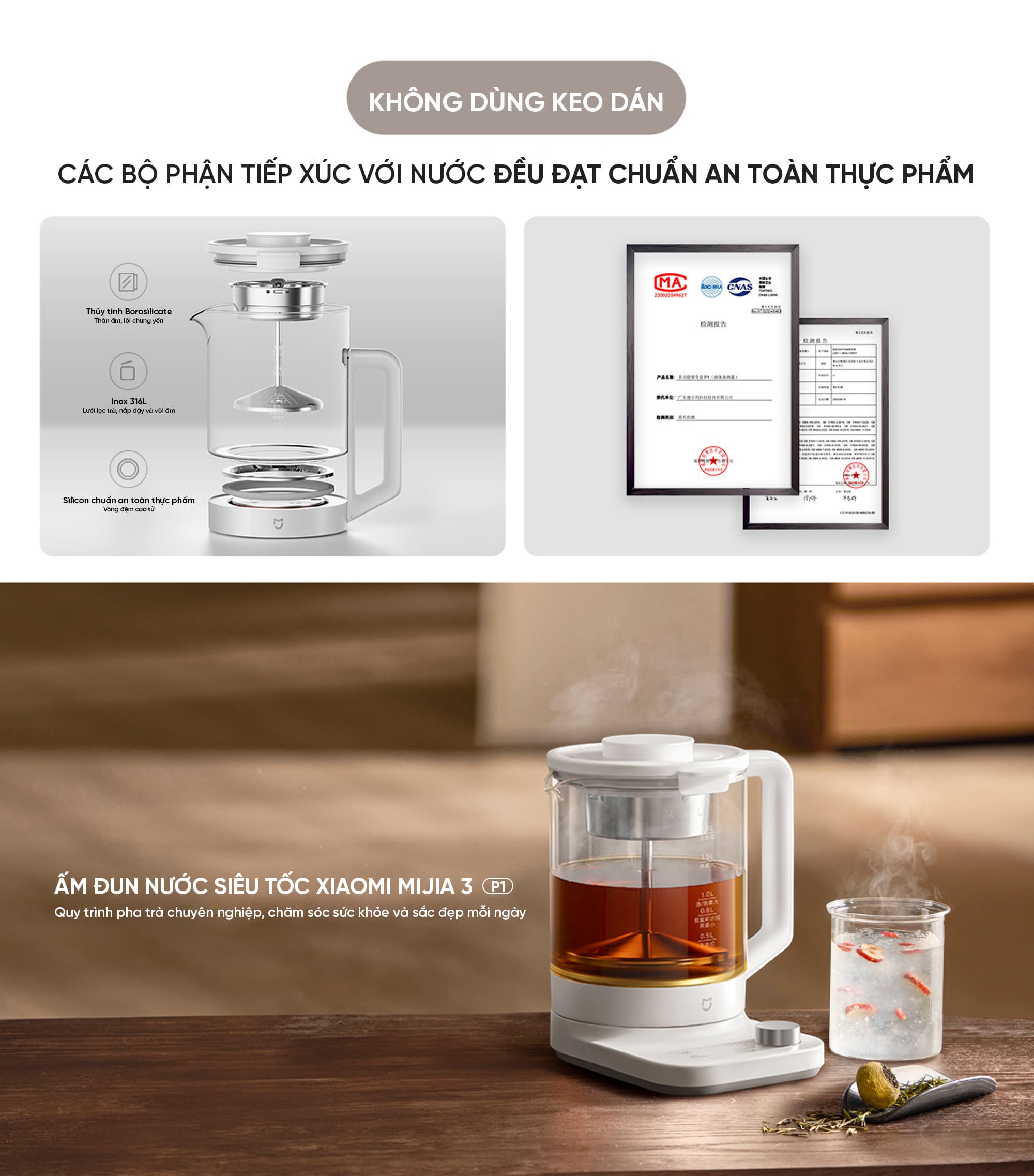 Bình Giữ Nhiệt Xiaomi Mijia P1 Kết Hợp App Thông Minh