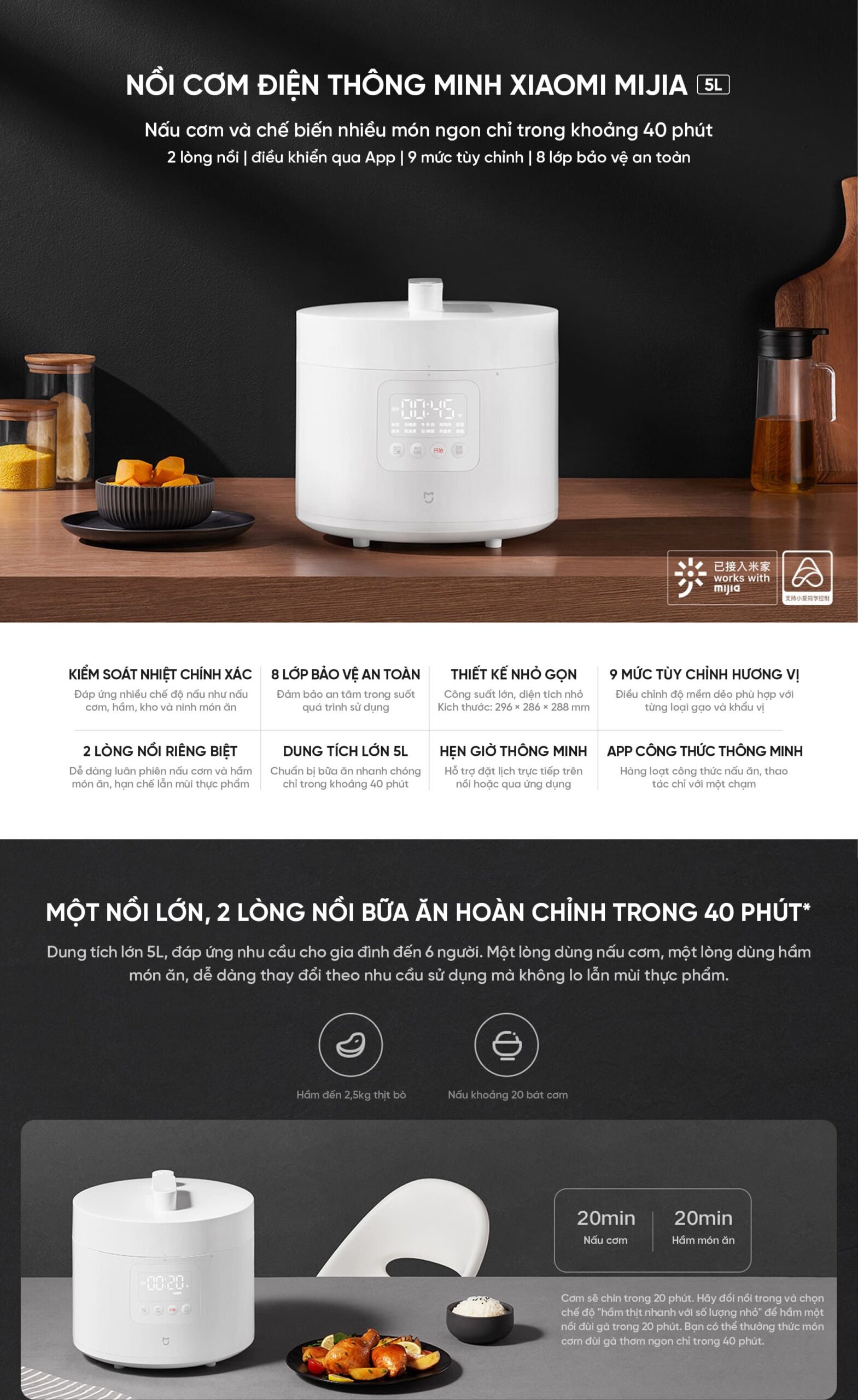 Nồi Cơm Điện Thông Minh Xiaomi Mijia 5L | Giá Liên Hệ
