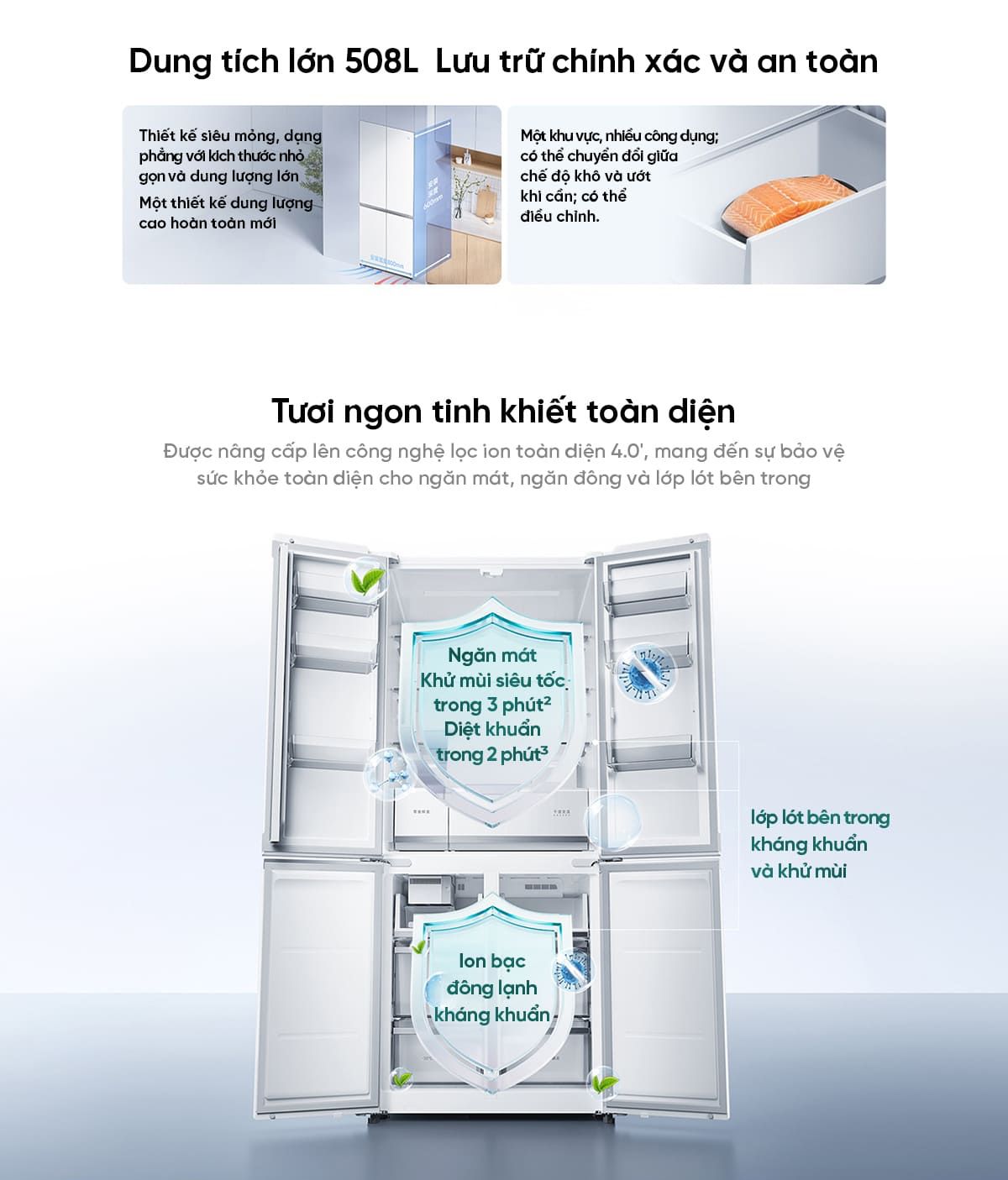 Tủ Lạnh 508L Pro 2026 Làm Đá Tự Động