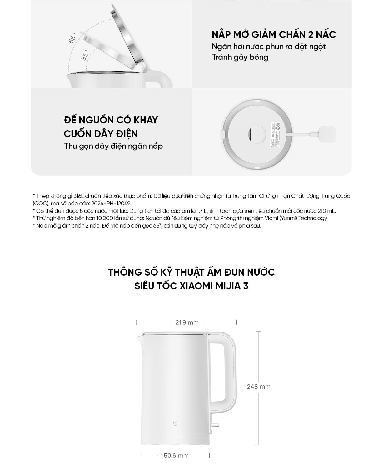 Ấm Đun Nước Siêu Tốc Xiaomi Mijia 3 MJDSH08YM