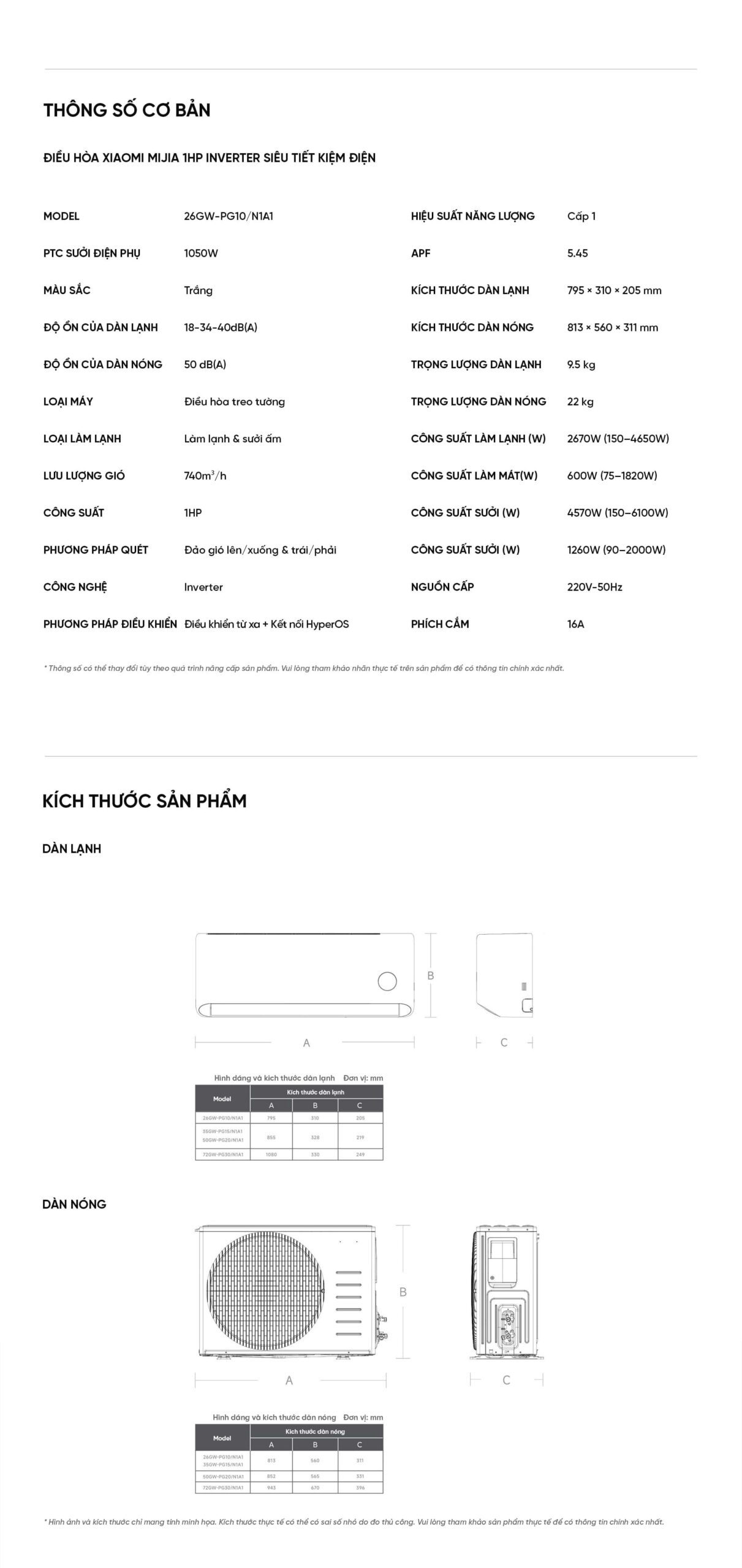 Điều hòa Xiaomi Mijia 26GW-PG10/N1A1 1HP 2026 2 chiều
