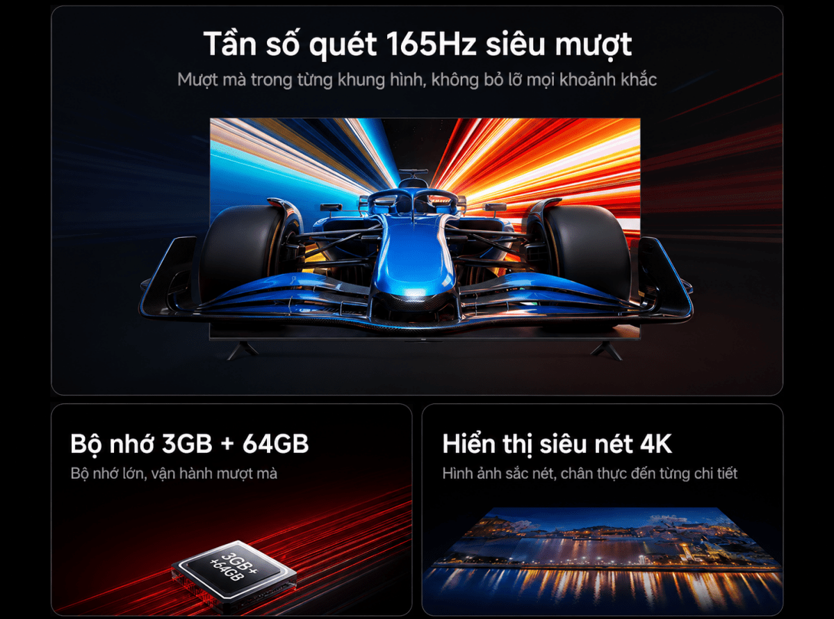 Tivi Xiaomi Redmi A Pro 50 Inch 2026 Ram 3/64GB 165Hz MEMC Wifi 6