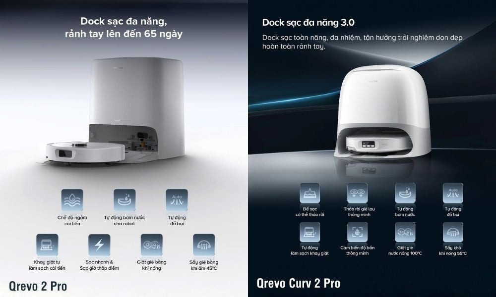 So sánh Qrevo 2 Pro và Qrevo Curv 2 Pro: Khác biệt lớn nhất nằm ở đâu?