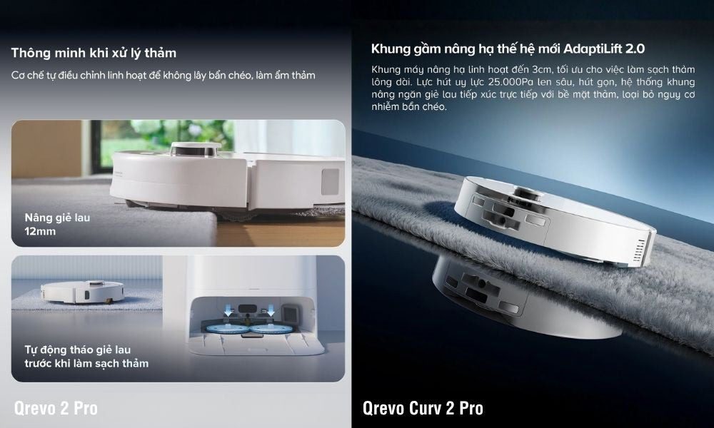 So sánh Qrevo 2 Pro và Qrevo Curv 2 Pro: Khác biệt lớn nhất nằm ở đâu?