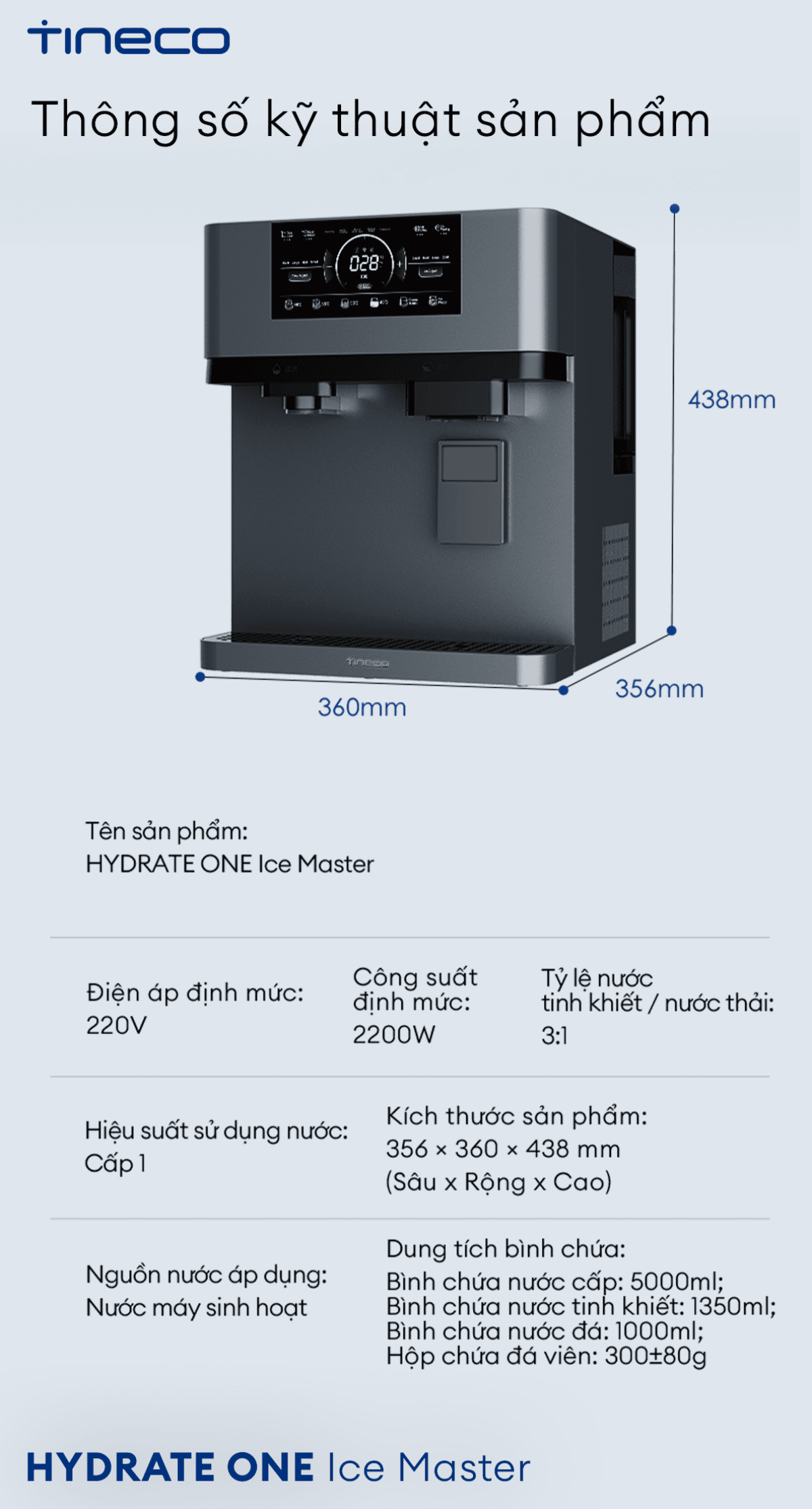 Máy lọc nước Tineco HYDRATE ONE Ice Master