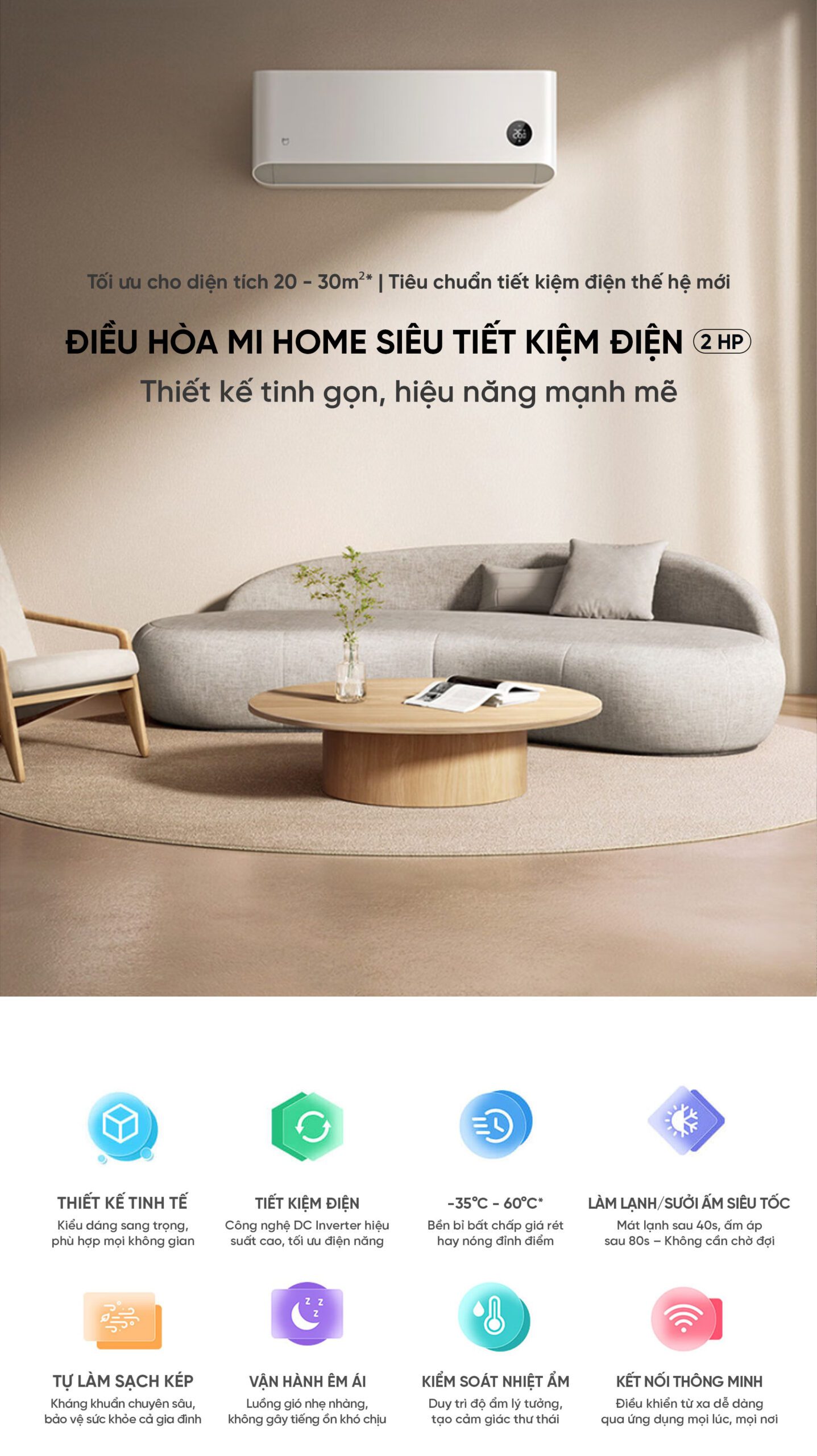 Điều Hoà Xiaomi Mijia 2026 KFR50GW-S1A1 2HP 18000Btu Tiết Kiệm Điện Cấp 1