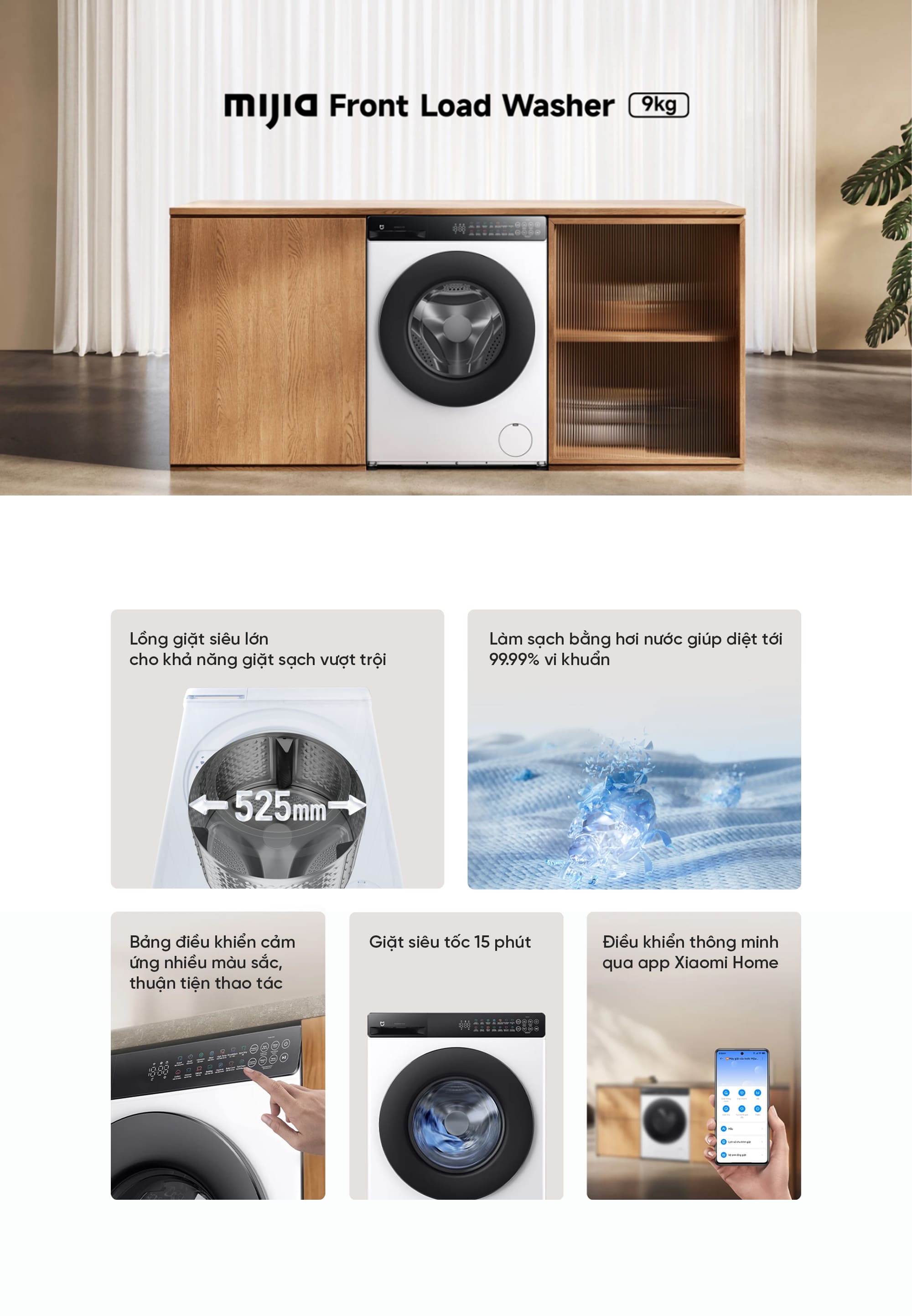 Máy Giặt Xiaomi Mijia Front Load Washer 9kg chỉ giặt