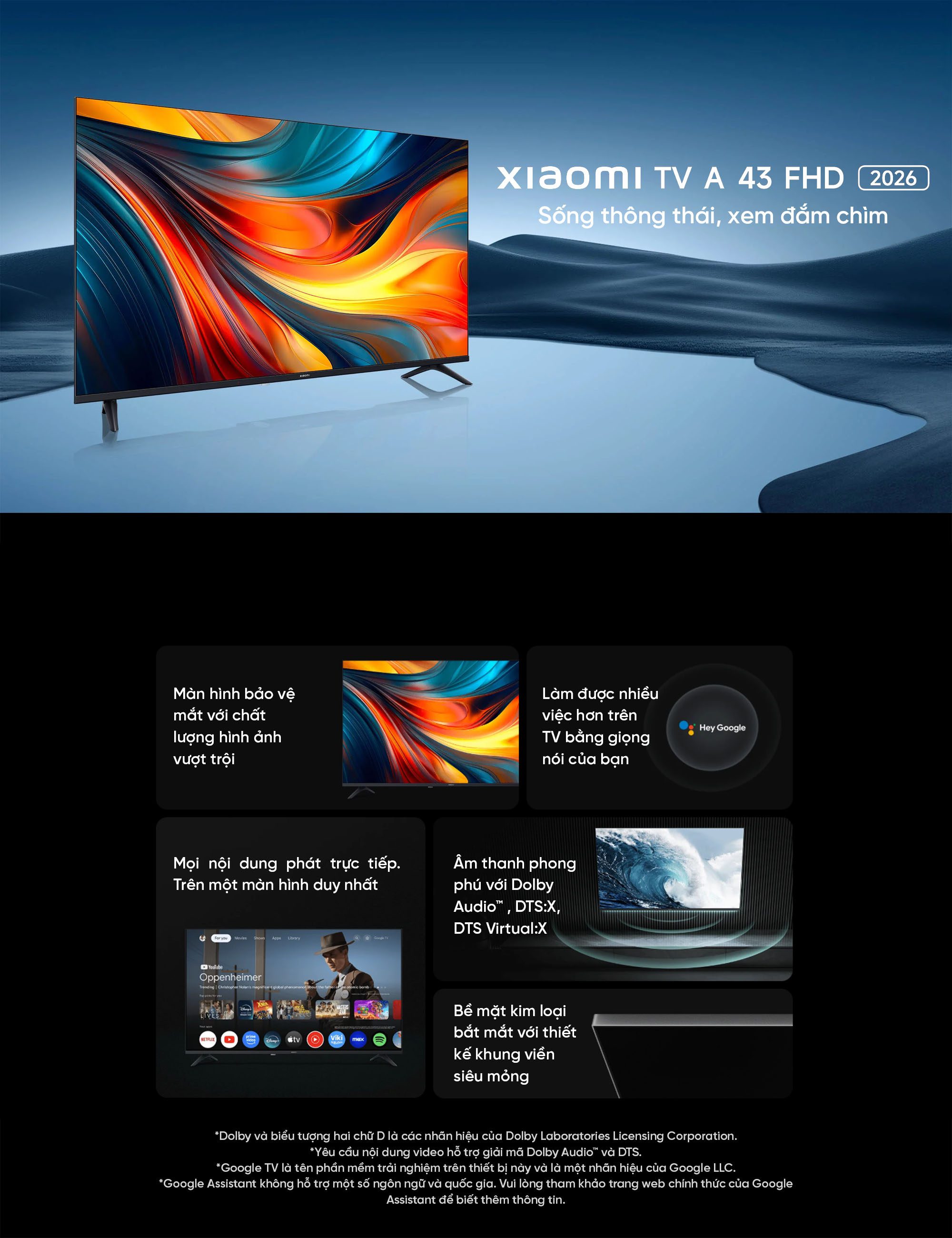 Tivi Xiaomi A 43 FHD Google TV 2026 - Bản Quốc Tế