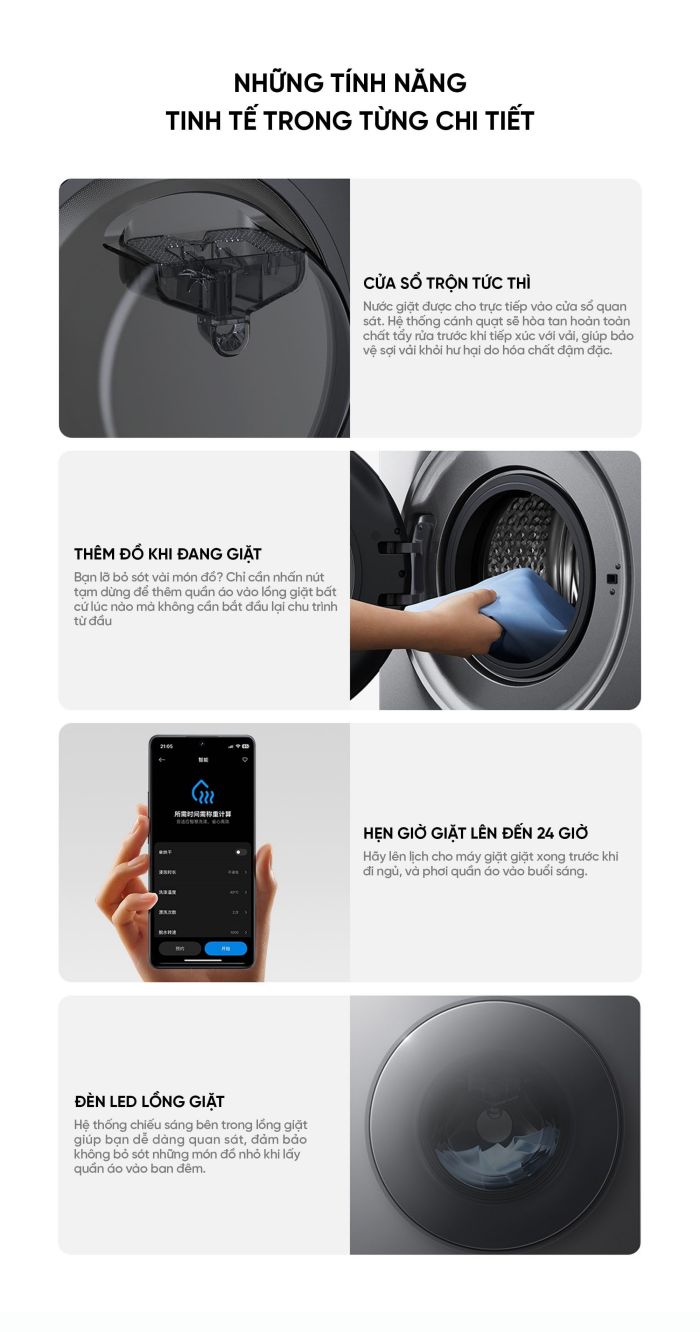 Máy Giặt Sấy 2 Trong 1 Xiaomi Mijia 13kg (Sấy 9kg) - Điều Khiển Thông Minh App Mijia