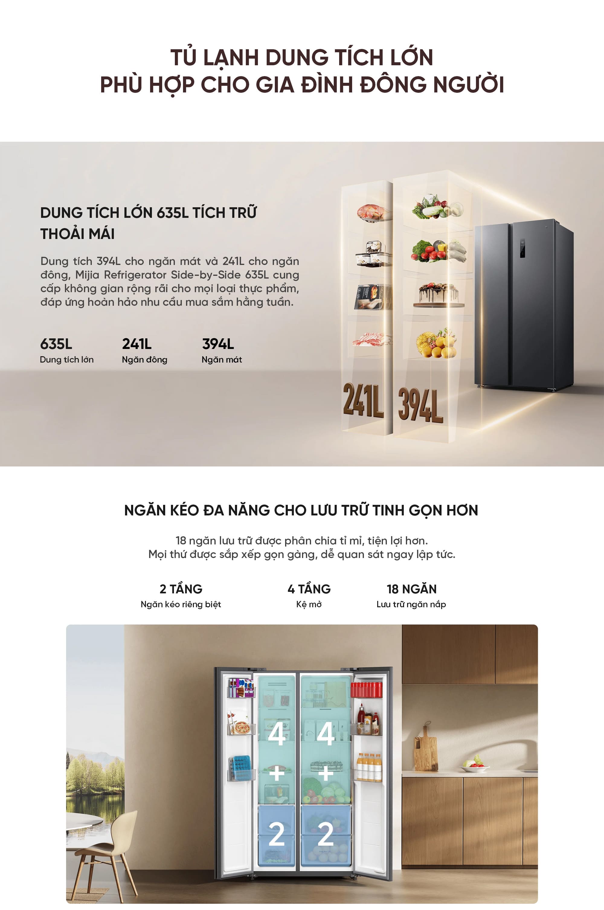 Tủ Lạnh Xiaomi Mijia 2 cánh Refrigerator Side-by-Side 635L