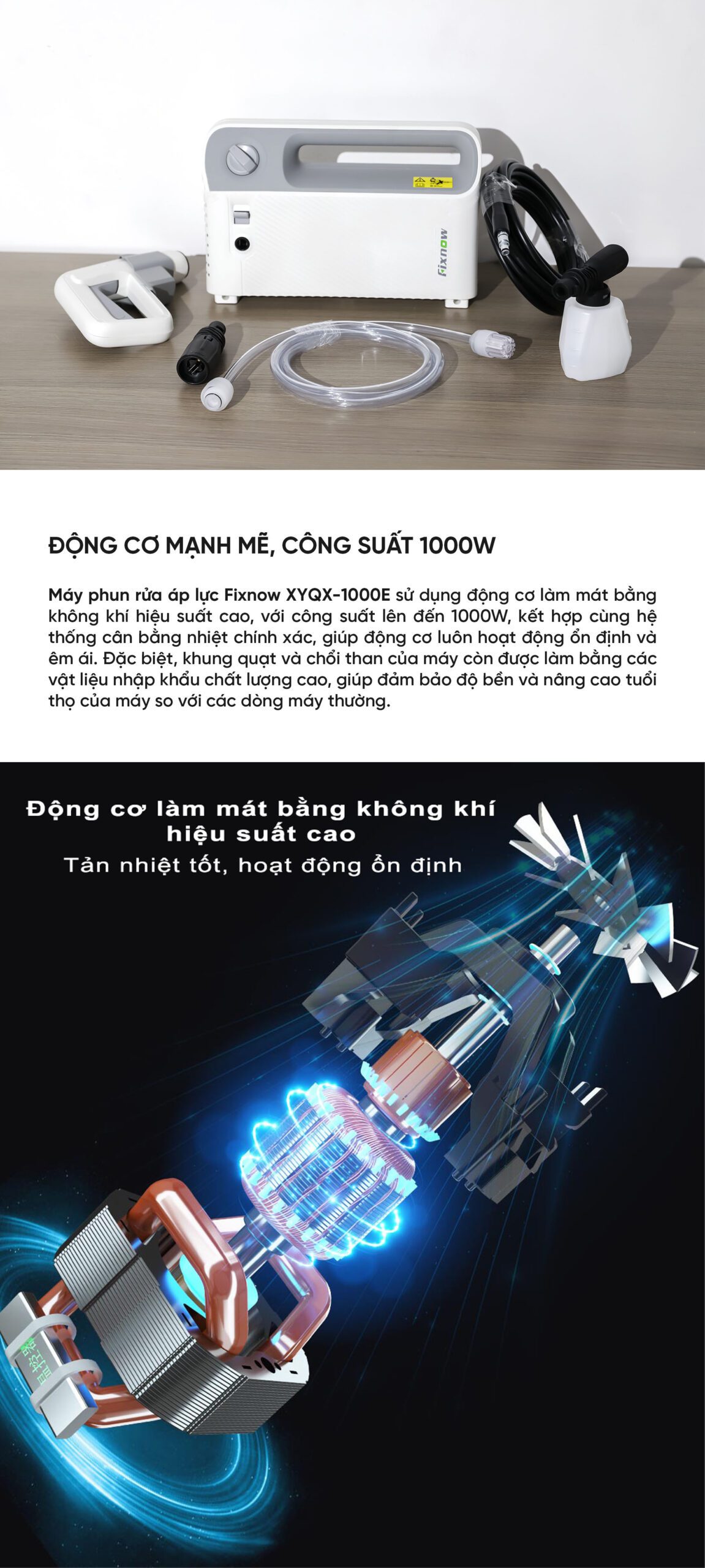 Máy phun rửa áp lực AC 1000W Fixnow XYQX-1000E