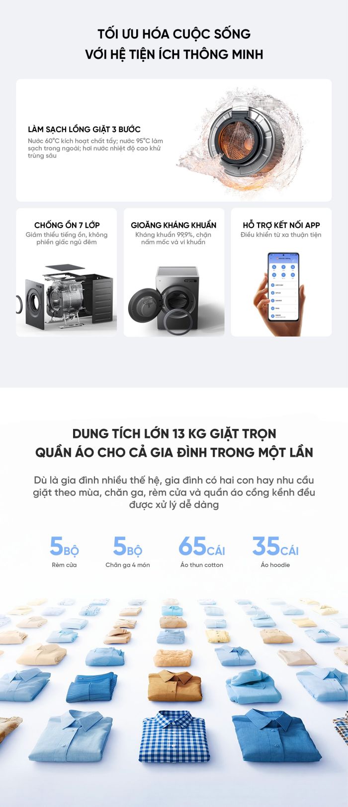 Máy Giặt Sấy 2 Trong 1 Xiaomi Mijia 13kg (Sấy 9kg) - Điều Khiển Thông Minh App Mijia