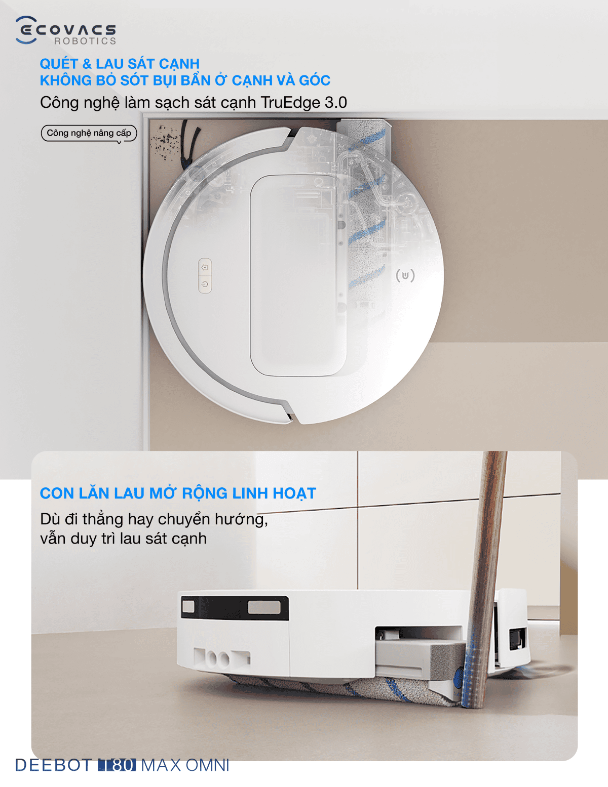 Robot hút bụi lau nhà Ecovacs Deebot T80 Max Omni