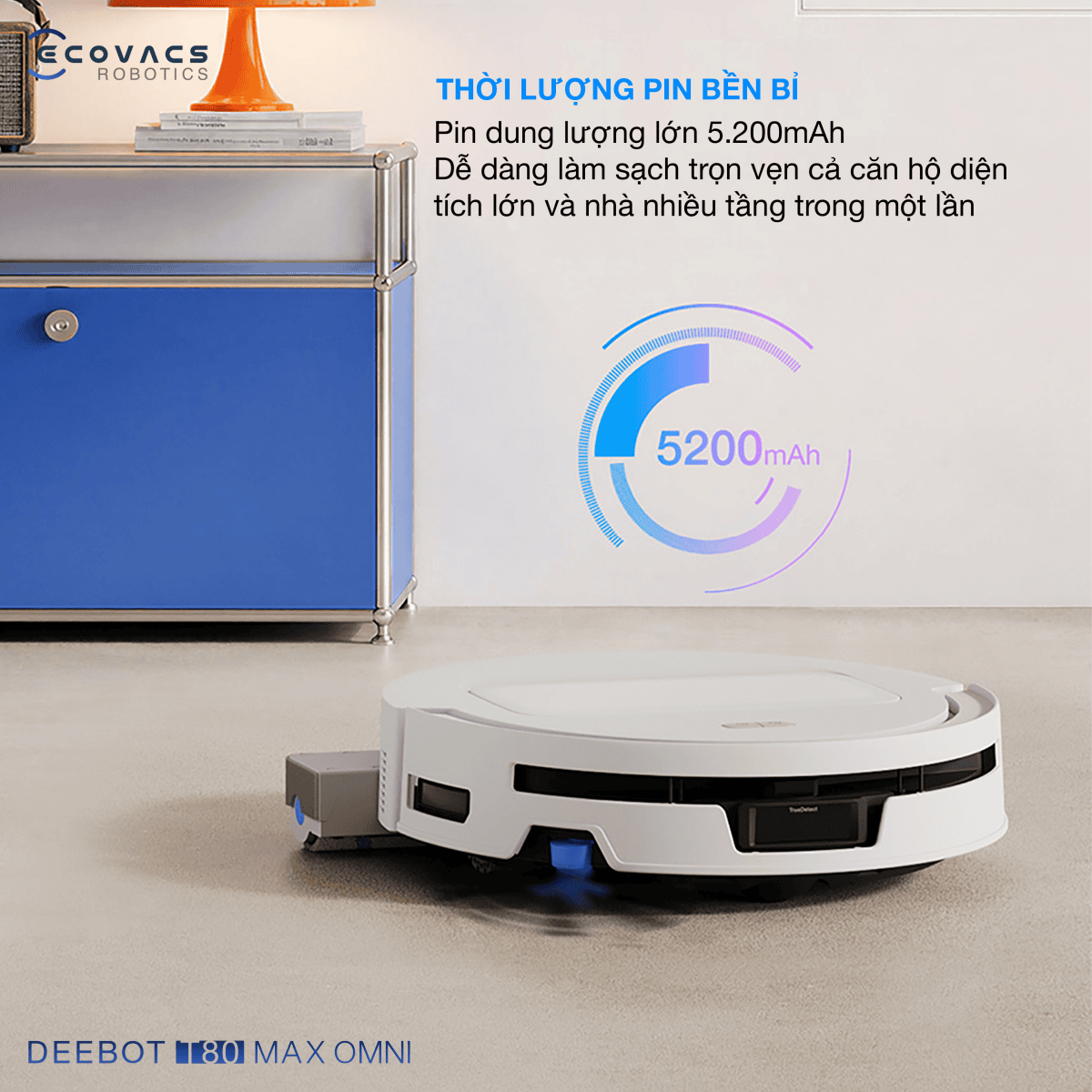 Robot hút bụi lau nhà Ecovacs Deebot T80 Max Omni