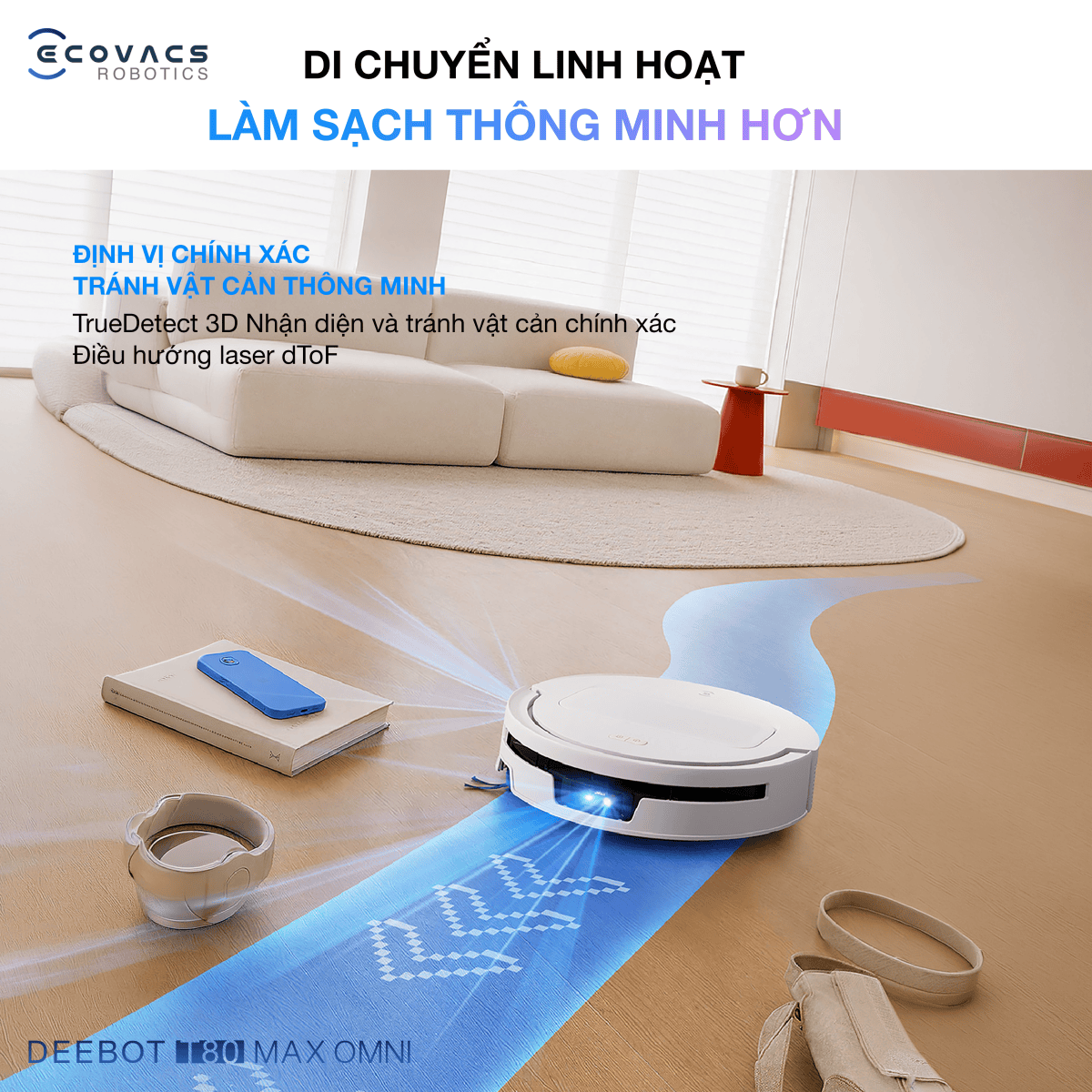 Robot hút bụi lau nhà Ecovacs Deebot T80 Max Omni