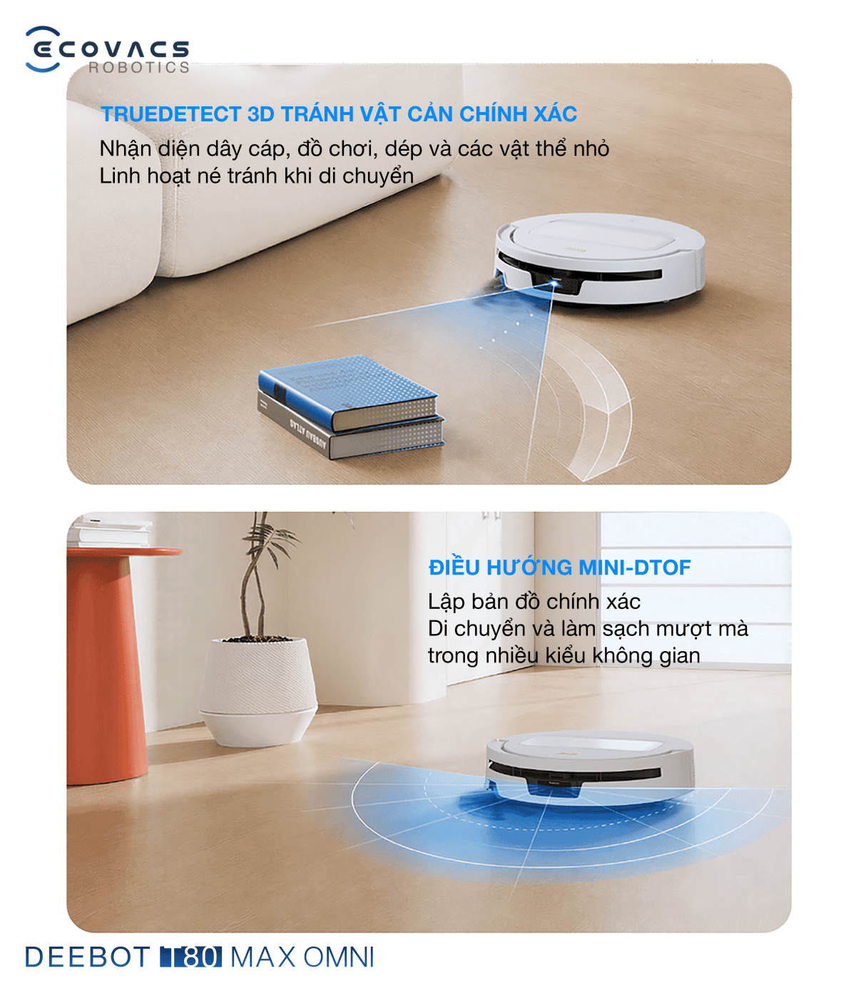 Robot hút bụi lau nhà Ecovacs Deebot T80 Max Omni