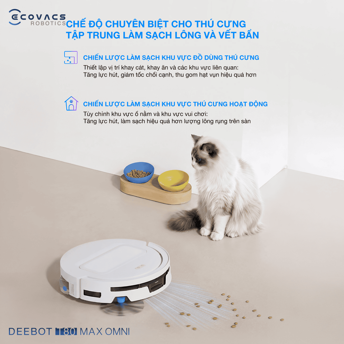 Robot hút bụi lau nhà Ecovacs Deebot T80 Max Omni