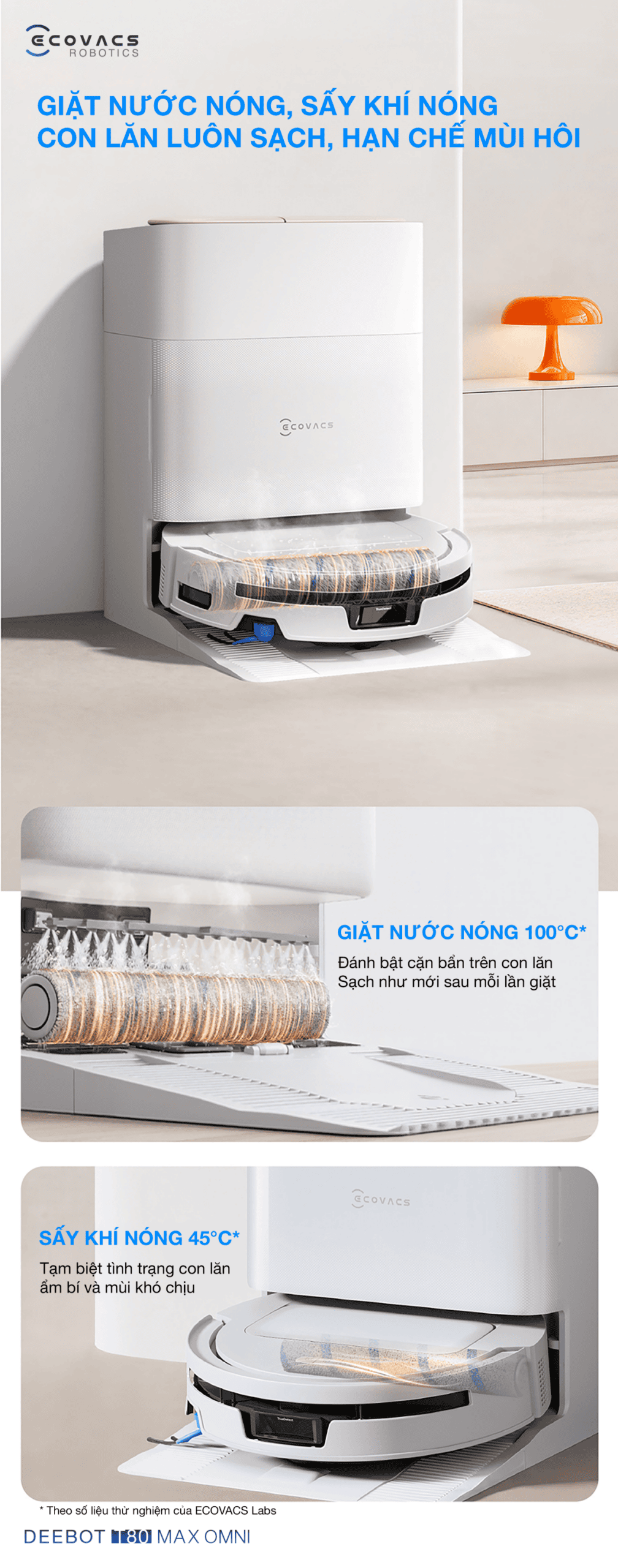 Robot hút bụi lau nhà Ecovacs Deebot T80 Max Omni