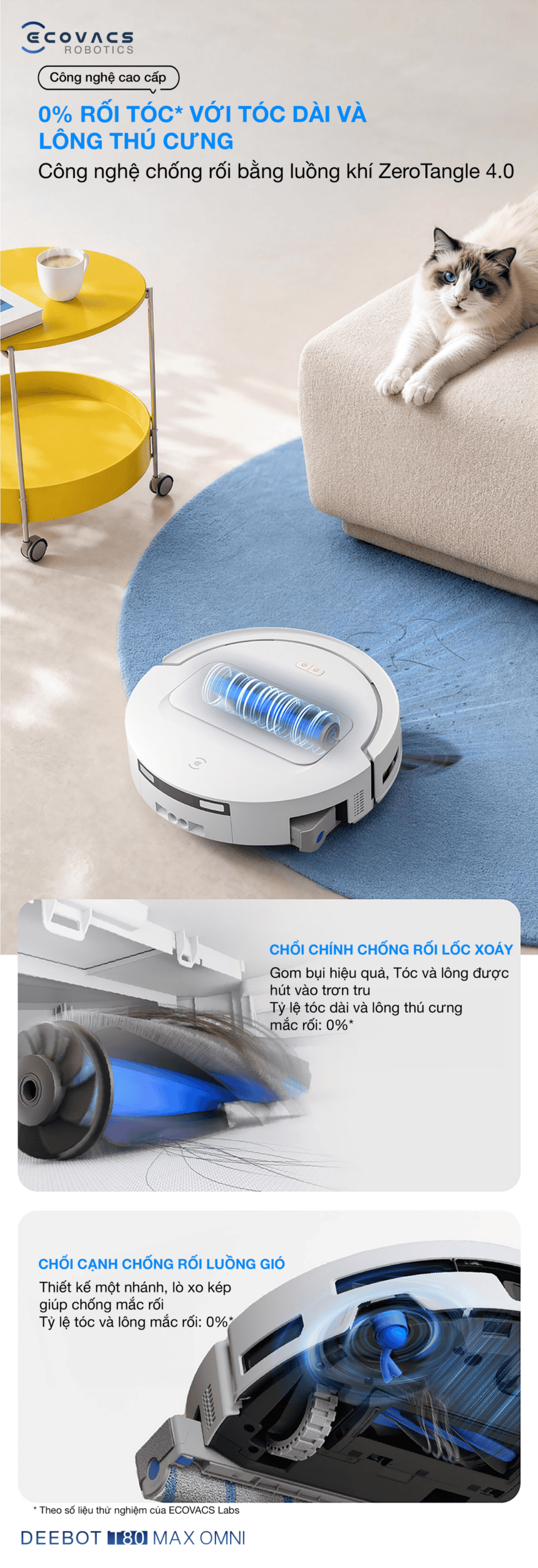 Robot hút bụi lau nhà Ecovacs Deebot T80 Max Omni